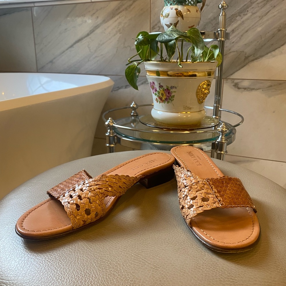 Sesto Meucci Tan Slides Sz 7.5N